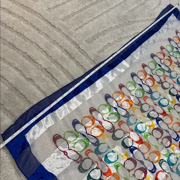 COACH multicolor monogram scarf big CC rainbow printed colorful shawl twilly - Picture 2 of 7